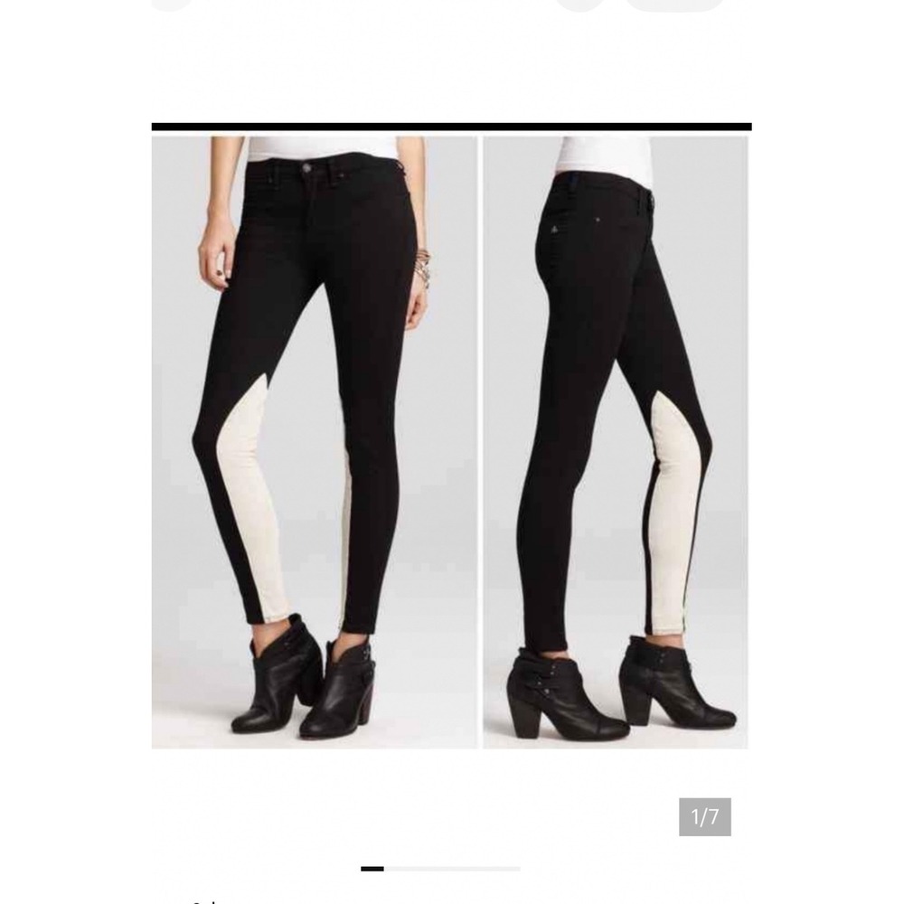Rag & Bone Jodhpur Pants Black White  31 Leather Equestrian Moto Skinny Casual